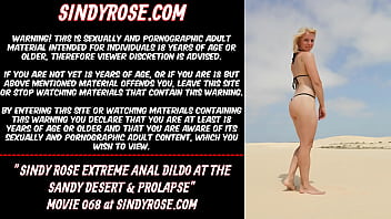 Preview 1 of Free Yugo - Sindy Rose extreme anal dildo at the sandy desert &amp_ prolapse