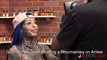 Preview 1 of Hot Sex Videos Bhoomika - Behind the scenes for Amber Luke&#039_s new face tattoo