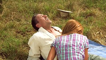 Preview 3 of Sex Rastacom - Pretty Teen Ranch Girl in Denim Skirt &amp_ Boots Riding Ass to Mouth. Downhome Country &amp_ Western Outdoor Anal
