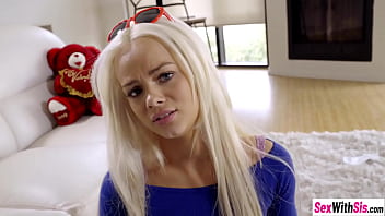 Preview 3 of Xxxrahama Sadau - Blonde teen stepsister agrees to stroke and blow her stepbrother
