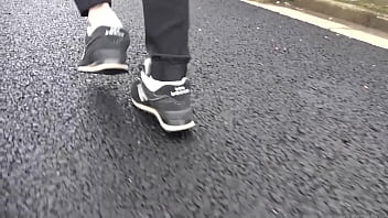 Preview 2 of Pa And Sir - Shoes fetish A girl who is walking in big shoes and is likely to take off
