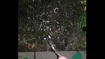 Preview 2 of Family Room Amateur - Chubby Guy Pissing and Cumming Outside 02 - Like and Comment