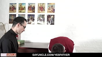 Preview 2 of Baghwr Sxxs Veduo - Cute boy fucked on desk by priest