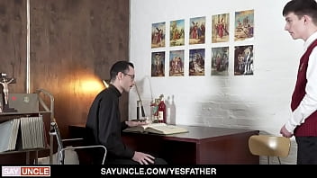 Preview 1 of Baghwr Sxxs Veduo - Cute boy fucked on desk by priest