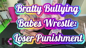 Preview 1 of Nxxxvideos Hindi Sex - Bratty Bullying Babes Wrestle: Loser Punishment