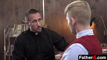 Preview 2 of Husband Porn Voyoure - Experienced priest peels the boy&rsquo_s pants down and fuck his ass so that the boy was happy