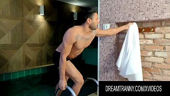 Preview 1 of Dasxnxxx Com - Big Tits Tranny Bruna Gomes Catches a Peeping Tom and Rides His Cock Raw