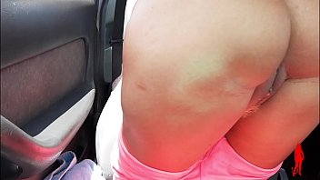 Preview 3 of Pee Toile - hot blonde showing off inside the car on the highway - part 2