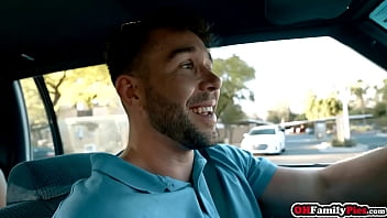 Preview 1 of Office Sex Vdiyo - Skinny blonde teen stepsister Chloe Cherry fucking her at the backseat