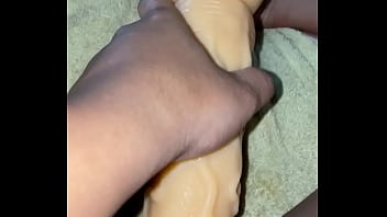 Preview 2 of Virgin Defloration Penetration - ThicccNess Teases With Huge Dildo (Full Vid on OF @KoyyyKakes)
