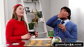 Preview 1 of Sex Xzzxxxxx - Grandpa Dressed as Santa Gives Her a Present She Won&#039_t Forget