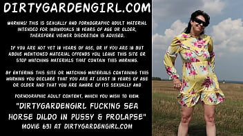 Preview 1 of Getmasturb - Dirtygardengirl fucking sea dildo in pussy on the field &amp_ prolapse