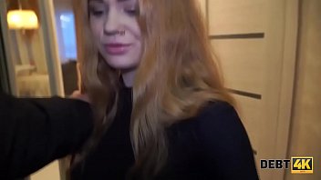 Preview 1 of Super Fingers - DEBT4k. Collector fucks mouth and twat of sweet lassie for her debts