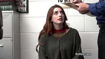 Preview 1 of 1 Na Sex - Busty red head ends up gagging officers cock