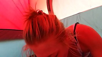 Preview 2 of Salina Gomz Xxx - Tent blowjob with Chad &amp_ Heather