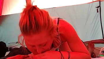 Preview 4 of Salina Gomz Xxx - Tent blowjob with Chad &amp_ Heather