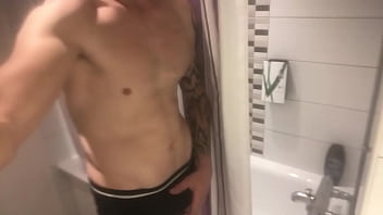 Preview 2 of Big Brest Red Pron Xxx - First Video smoking a J in the hotel bathroom