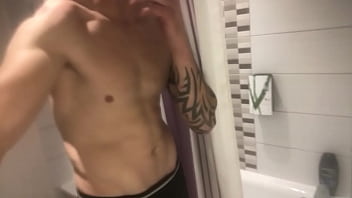 Preview 1 of Big Brest Red Pron Xxx - First Video smoking a J in the hotel bathroom