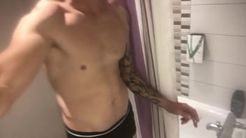 Preview 4 of Big Brest Red Pron Xxx - First Video smoking a J in the hotel bathroom
