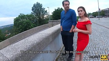 Preview 1 of Touching Boobs In Cinema - HUNT4K. Bad girl earns a lot of cash with her sexy body in front of her poor step father
