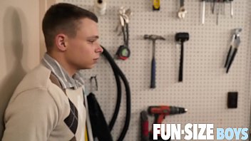 Preview 1 of Pool Horney Blonde - FunSizeBoys - Hung giant makes tiny bottom boy cum fucking bareback