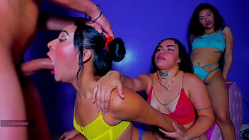 Preview 3 of Mom Tied To Chair - Latinas swallow a huge big cock - Super blowjobs
