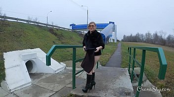 Preview 1 of Antonia Red - Slut in an overpass. Winter and summer. Butt plug and blowjob