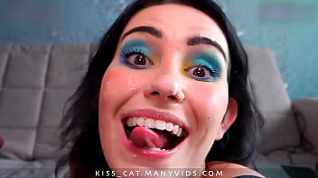 Preview 4 of Sun Force Mom To Sex - Hot Babe Kiss Cat Fucks in Doggy with Hot Moans / Facial Cumshot