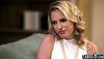 Preview 2 of New 55 Inch Land - Blonde MILF stepmom Rachael Cavalli lets her stepson to discover her pussy
