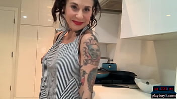 Preview 2 of Birthday Gift From Husbands - Big boobs MILF Joanna Angel fucks herself with a dildo