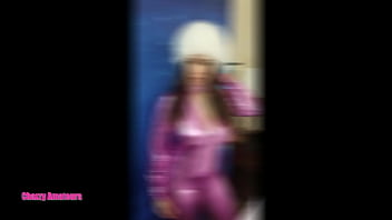 Preview 4 of Suking Online Sex - Nicole Paris stars in Latina Pink Catsuit Photoshoot