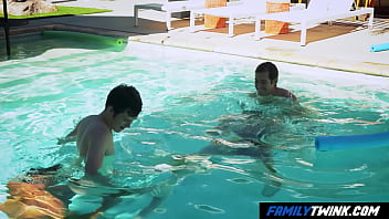 Preview 1 of Xnxx Fhk - FamilyTwink - Hot Summer Day in Pool with Family Stepdads