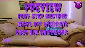 Preview 1 of Alon Room Stepsister - Perv Step Brother Jerks Off While StepSis Does Her Homework (Preview)