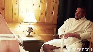 Preview 3 of Xnxx Masagh - GAYCEST - Daddy watches as another hung man fuck his boy bareback