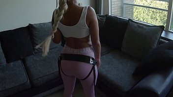 Preview 1 of Mom Fuck Young Boy And Creampie - Fit Girl With Thick Strapon Pegging Slave In Chastity