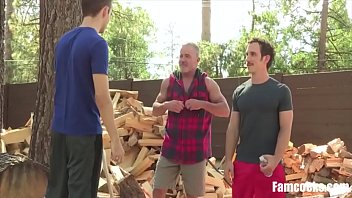Preview 1 of Wife Used Exhibition - Chopping Wood- step Dad,  step Son And step Grandfather-Marcus Rivers,  Dale Savage,  Greg McKeon