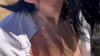 Preview 3 of Xnxx Mature Japan - Smoking Cigarette and Bouncing Boobs in Male Shirt to get private place for masturbate and fast Orgasm