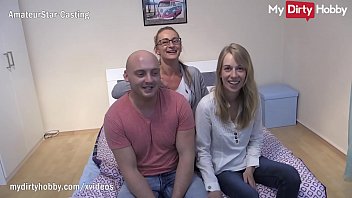 Preview 1 of Scool Girld - - Young skinny babe has her first threesome experience