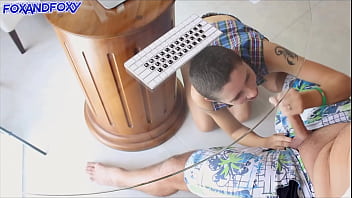 Preview 4 of Army In Boarder - 4K Hot teen does deep blowjob under table