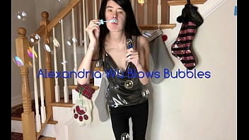 Preview 1 of Amma Magan Sex Stories - Alexandria Wu blows bubbles and shows off her magnificent tits