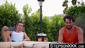 Preview 1 of A Genoux - StepsonXXX.com - Bearded stepdad Derek Allen plows his stepson in threesome
