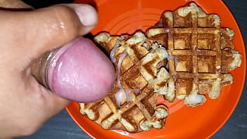 Preview 4 of Brother Please Eat My Pussy - Some waffles with my cock syrup for breakfast.
