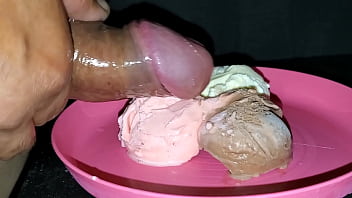 Preview 2 of Small Dick Boy Loses Virginity - Some fun playing with my ice cream and cum loading it for dessert.