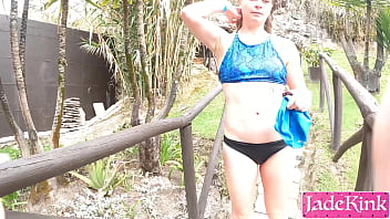 Preview 1 of Beautifull Girls Big Sixe Club - Horny Cute Girlfriend Sucking Dick Inside Public Sauna