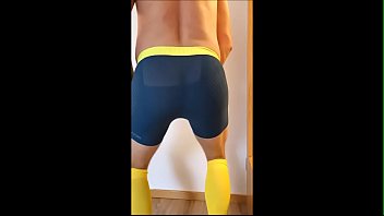 Preview 2 of Wife Meets Men - Tight sportswear and soccer socks made me show my bulge and shoot my load