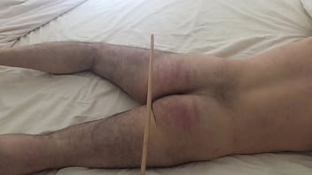 Preview 2 of Beautiful Russian Girl Bf - 10 strokes of cane on red ass stripes
