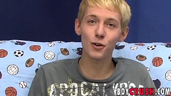 Preview 1 of Xxx On Sleeping Bed - Interviewed blonde twink Kenny Monroe wanking off and cums