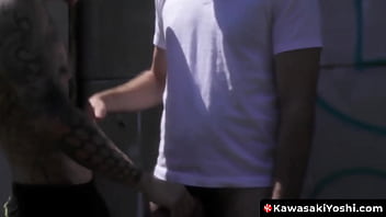 Preview 1 of Adriana Hickman - KawasakiYoshi.com - Wild Japanese Yoshi Kawasaki pisses on cute gay and barebacks his brains out