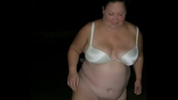 Preview 1 of Chudai Hd M - BBW slut whore wife strips outside and pees in the grass