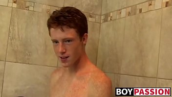 Preview 4 of Love Stors - Redhead twink Alan Parish masturbates and cums under shower